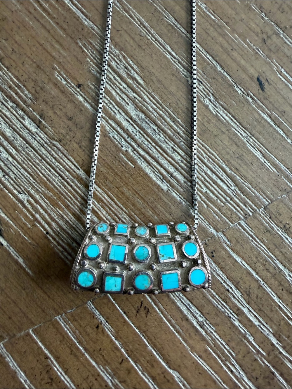 Sterling 925 silver and turquoise necklace/small horseshoe stud earrings set